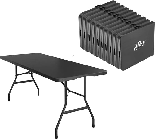 6ft folding tables, heavy duty, carry handle, white, main product view