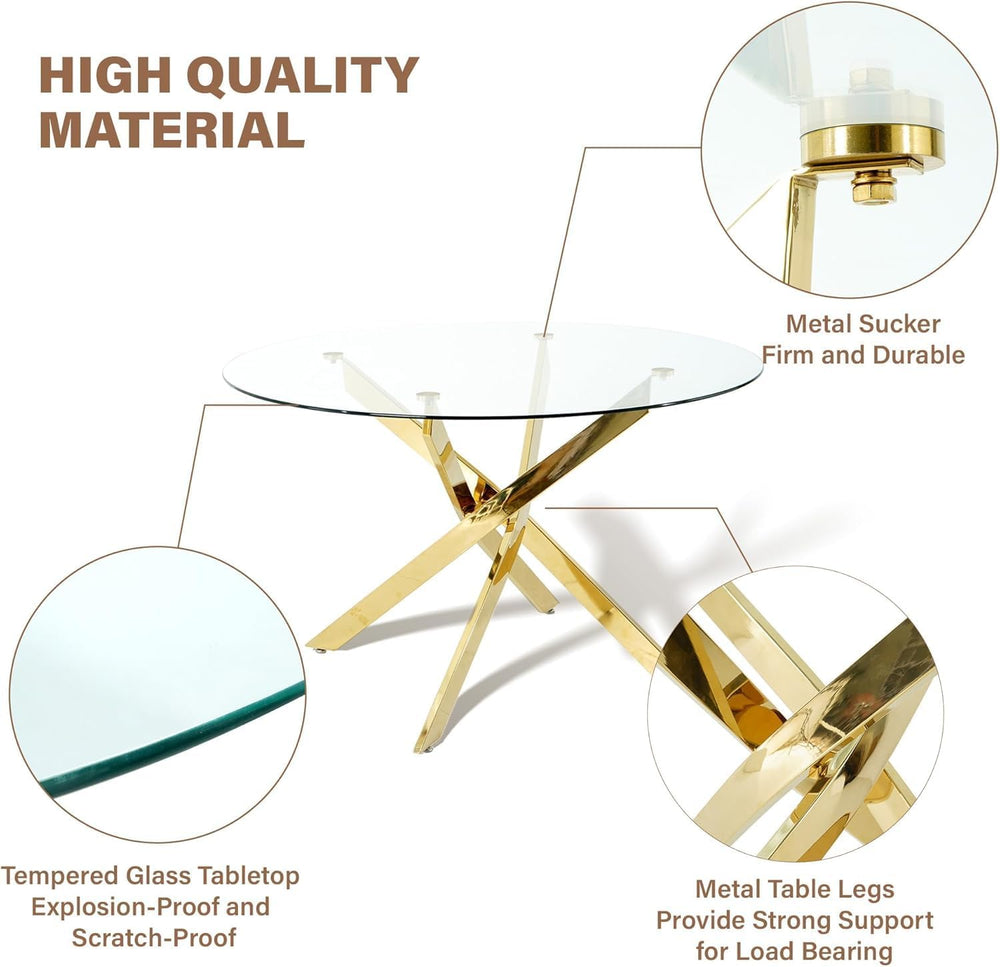 36" Round Dining Table Set for 2, Small Round Kitchen Table with 2 Boucl...