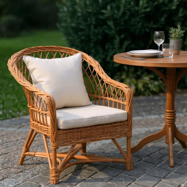 RSH DECOR Sunbrella Foam Wicker U-Shape Cushions Set of 2 | 22” x 22” | All-W...