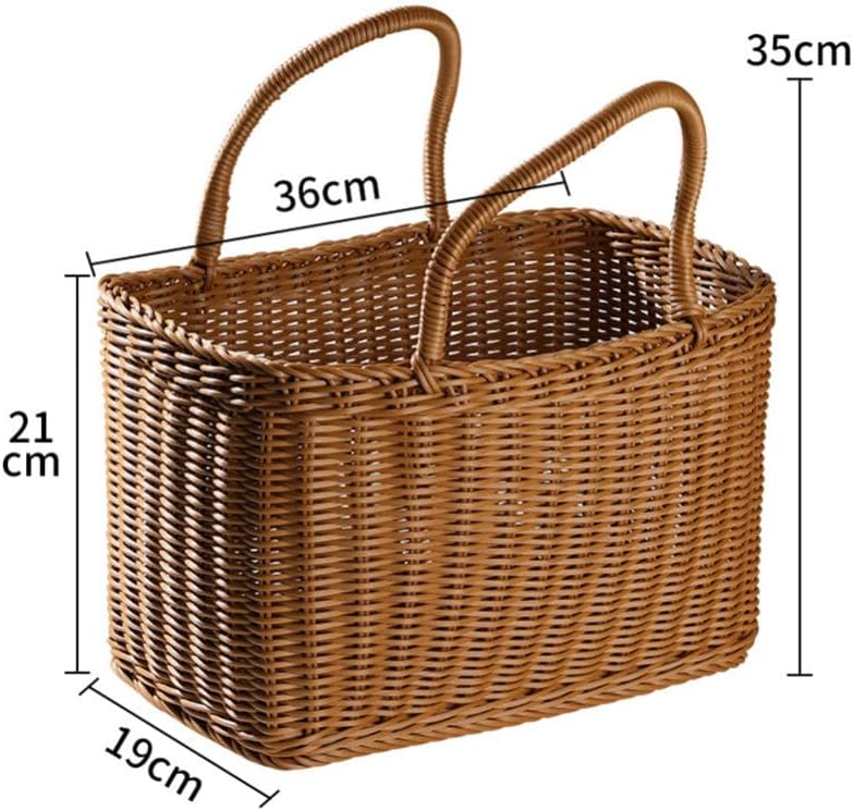 VOSAREA Wicker Picnic Basket Woven Natural Household Basket with Lid Hand Wov...