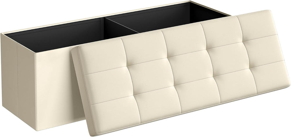 SONGMICS 43.3 Inches Folding Storage Ottoman Bench, Load 660 lb