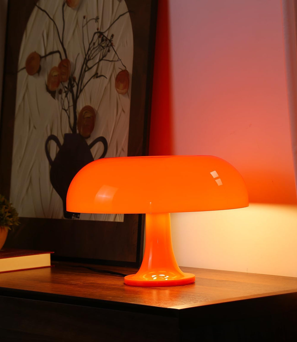 Orange Mushroom Lamp, Mid Century Modern Table Lamp for Bedroom, Aesthetic Mu...