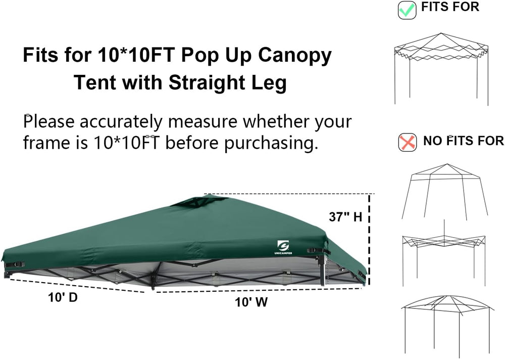 10x10 Pop Up Canopy Replacement Top Cover with Air Vent(Frame NOT INCUDE)