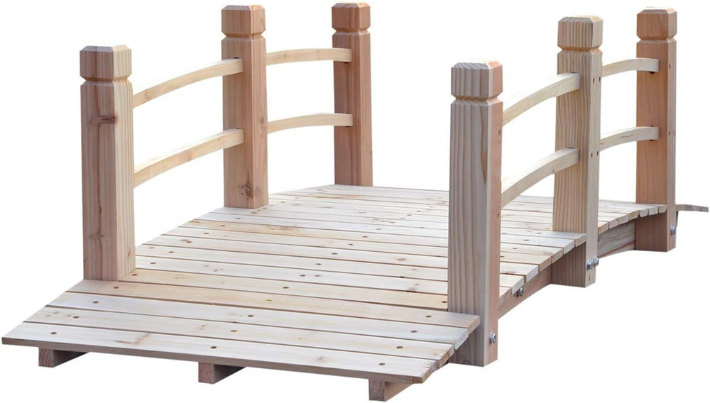 Outsunny Fir Wood Garden Bridge Arc Walkway 60" x 26.5" x 19" ...