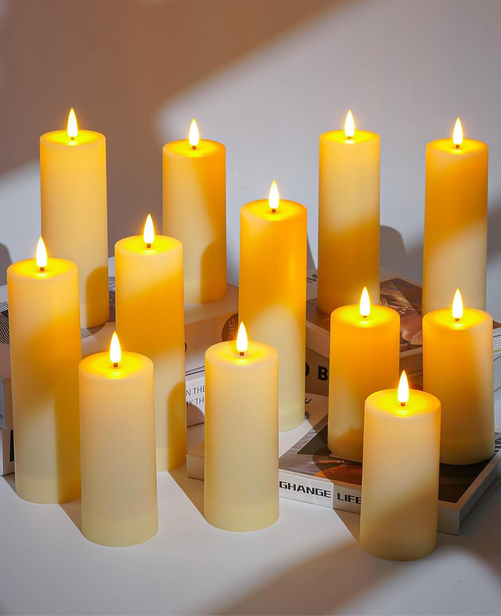 12 Pack Outdoor Waterproof Battery Operated Fake flameless LED Candles Set wi...