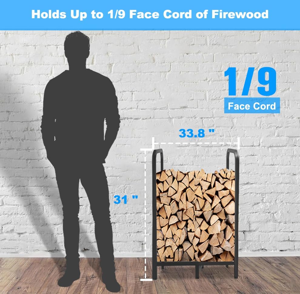 2.8ft Firewood Rack Holder, Adjustable Heavy Duty Fire Log Stacker Stand for ...