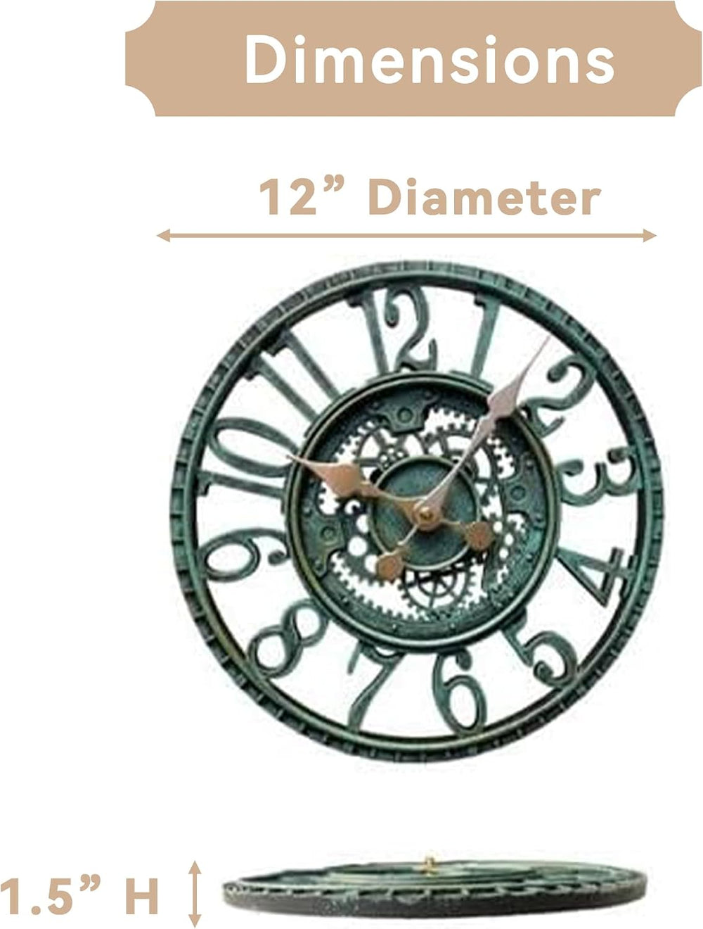 Lily's Home Hanging Wall Clock, Steampunk Gear and Cog Design with a Pewt...