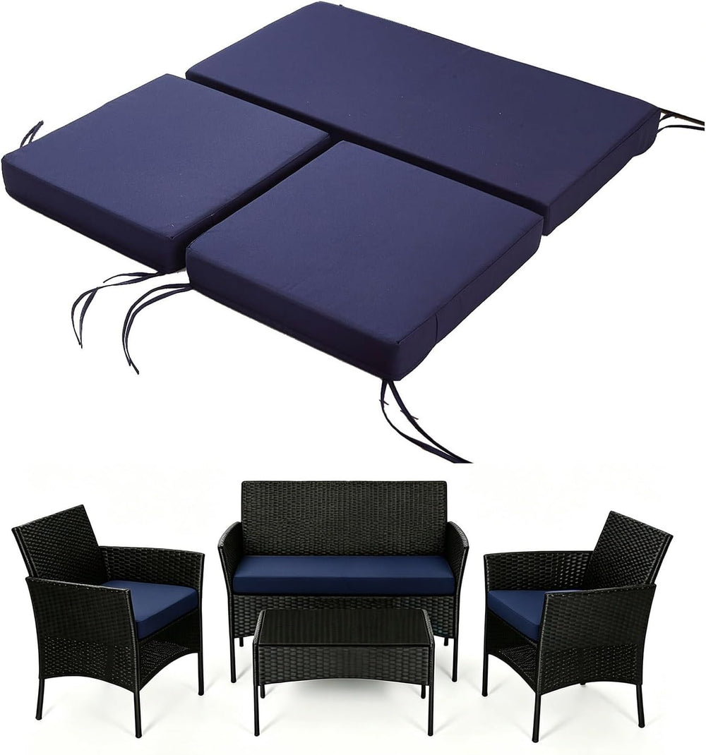 3 Piece Patio Furniture Cushions Replacement Waterproof Outdoor Chair and Ben...