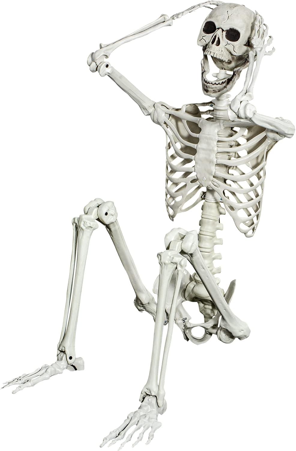 5.4ft Posable Halloween Skeleton - Full Body Life Size Skeleton Bones with Movable Joints for Halloween Indoor/Outddor Decoration Spooky Scene Party Décor