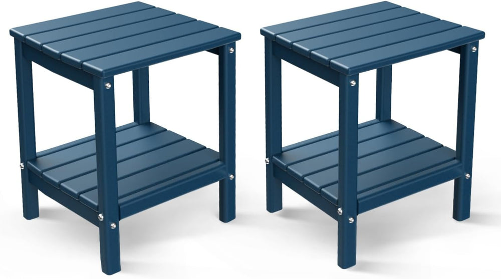 BRIOPAWS Outdoor-Side-Tables | Set of 2 | Small | HDPE Plastic | Patio End-Ta...