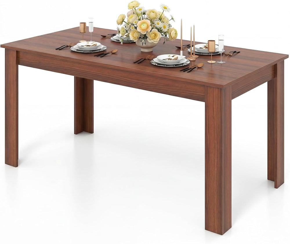 GIANTEX Dining Table for 4-6, 63" Large Rectangular Kitchen Table, Walnut