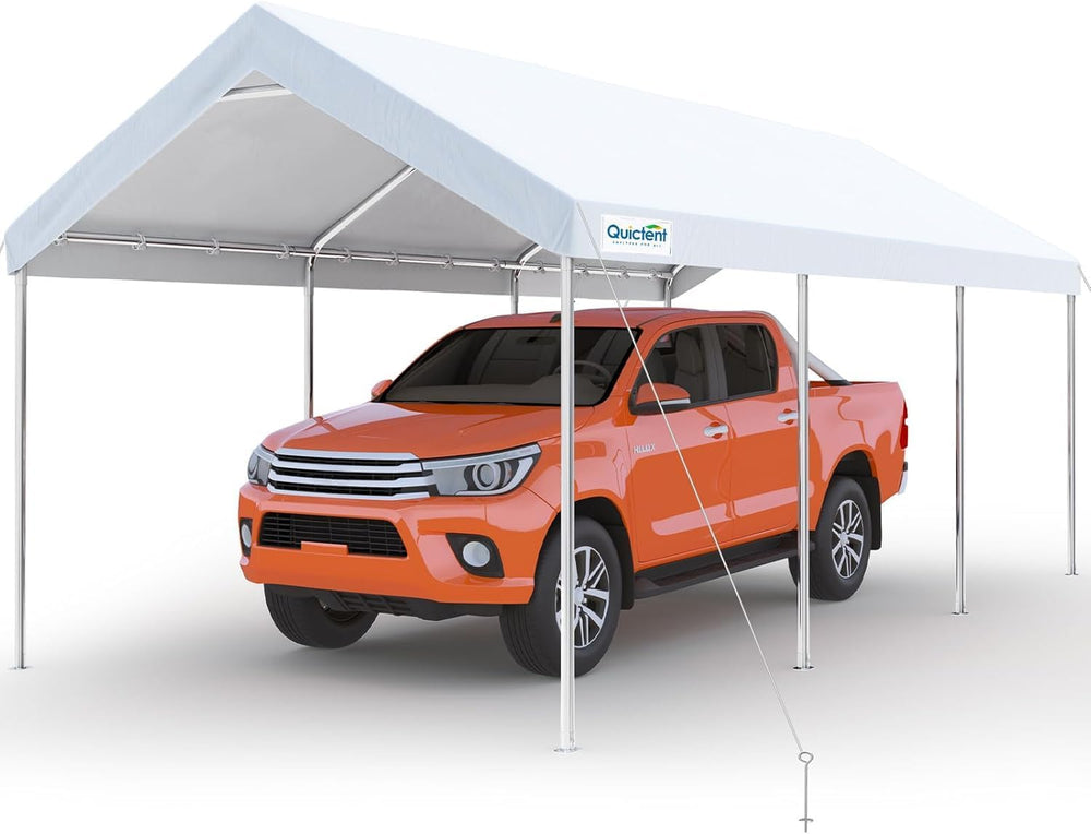 Quictent 10x20 ft Heavy Duty Carport Canopy Galvanized Car Tent Outdoor Garag...