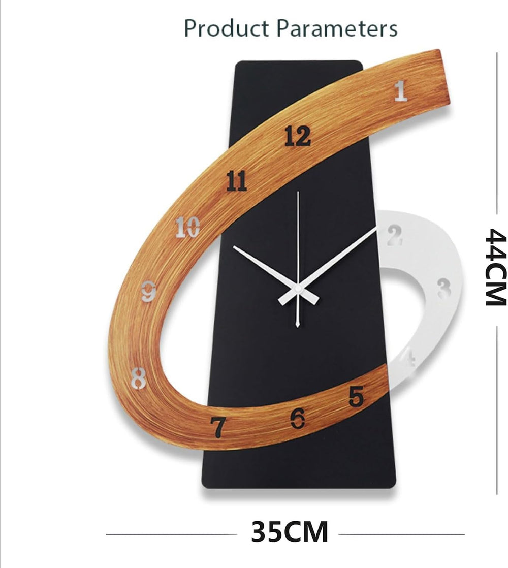 Modern Large Decorative Wall Clock，17 inch Black Silent Non-Ticking Nordic Me...