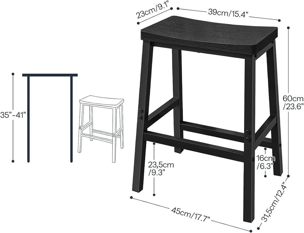 HOOBRO Bar Stools Set of 4, Counter Height Bar Stools, 23.6'' Bar Cha...