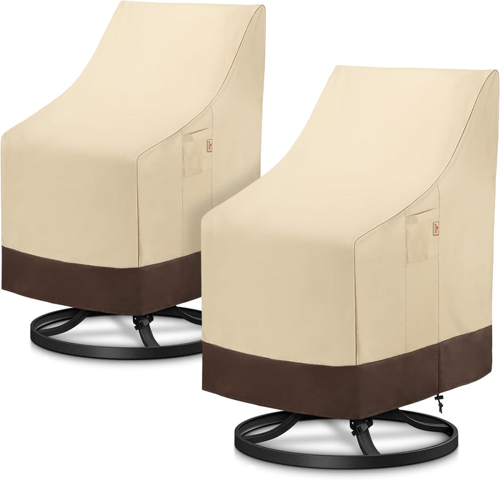 Arcedo Outdoor High Back Chair Covers, 29"W x 30"D x 42"H, Beige & Brown