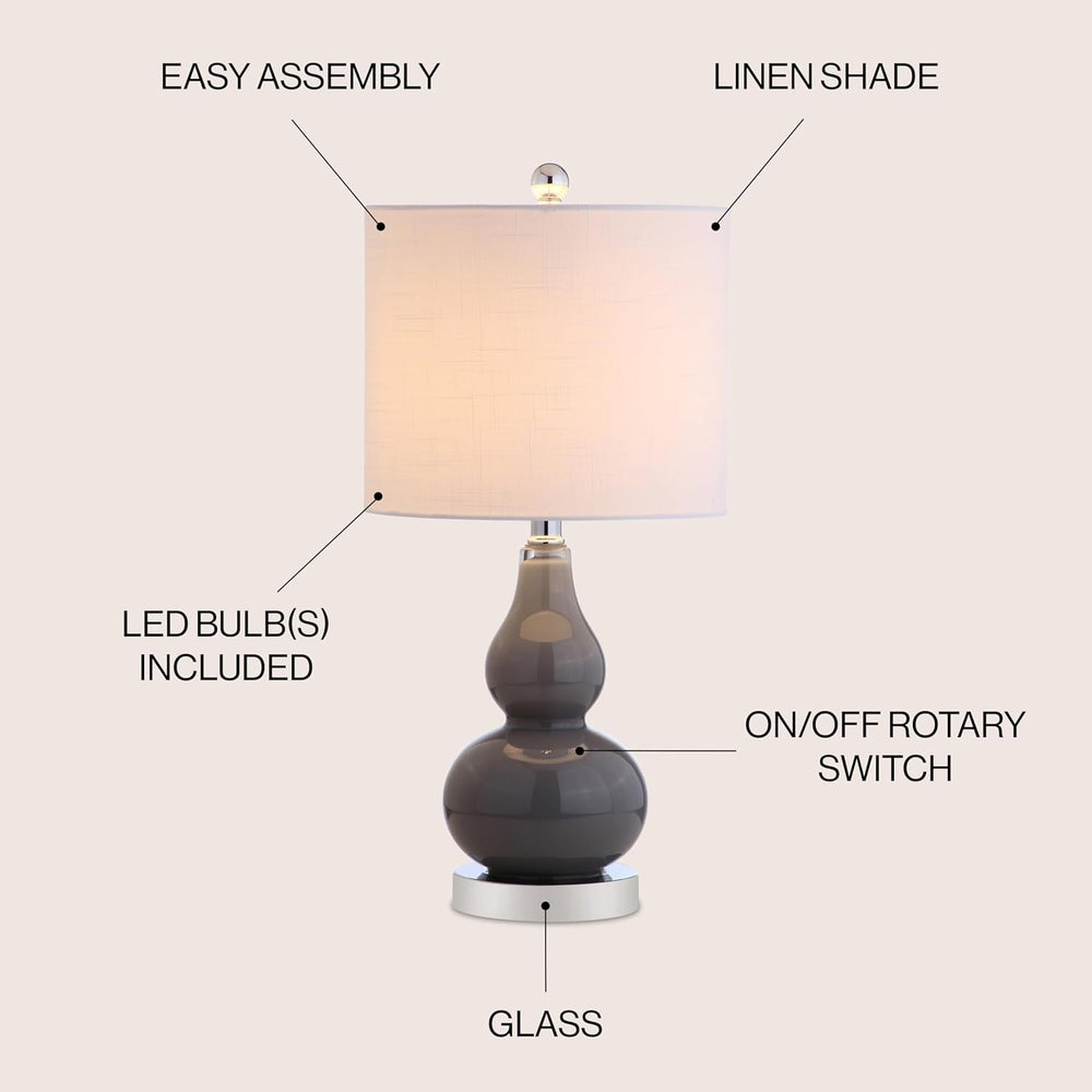 JONATHAN Y Anya Gourd Glass Table Lamp 20.5", Gray