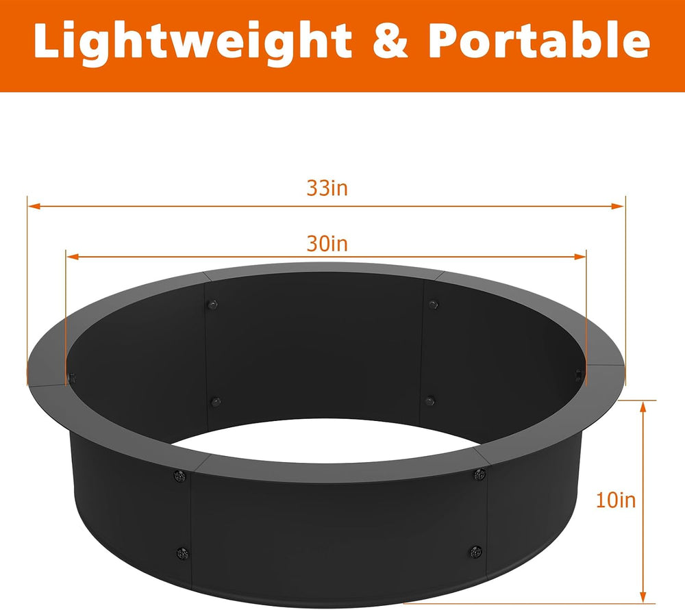 Fire Pit Ring Outdoor 33 Inch Outer 30 Inch Inner Round Firepit Accessories