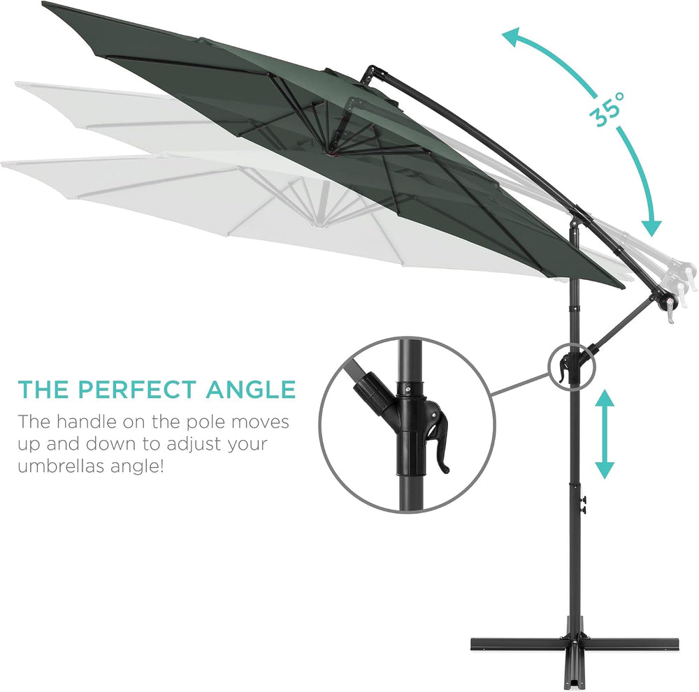 Best Choice Products 10ft Offset Cantilever Hanging Market Patio Umbrella, 8 ...