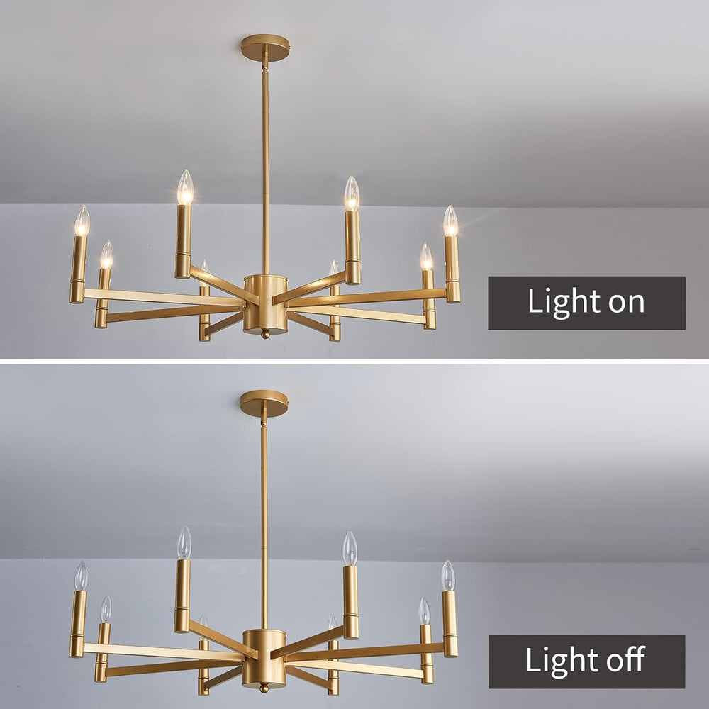ASGYISA 8-Light Gold Candle Chandeliers Modern Farmhouse Ceiling Light Fixtur...