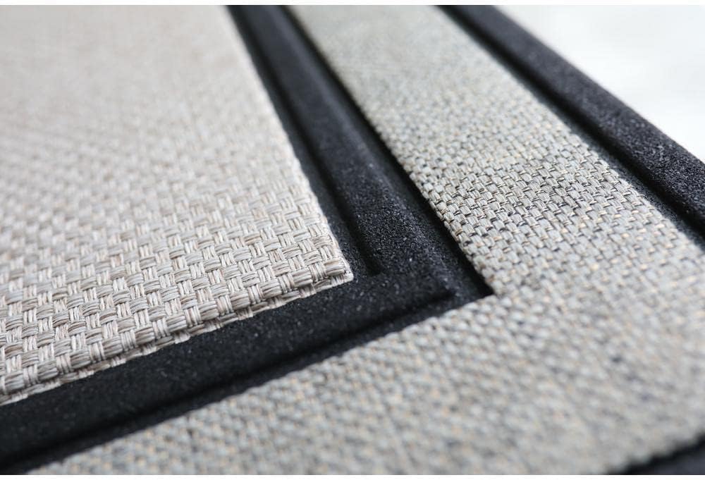 Daylor Outdoor Indoor Doormat 18" x 30" Gray/Beige/Black Rubber Bac...