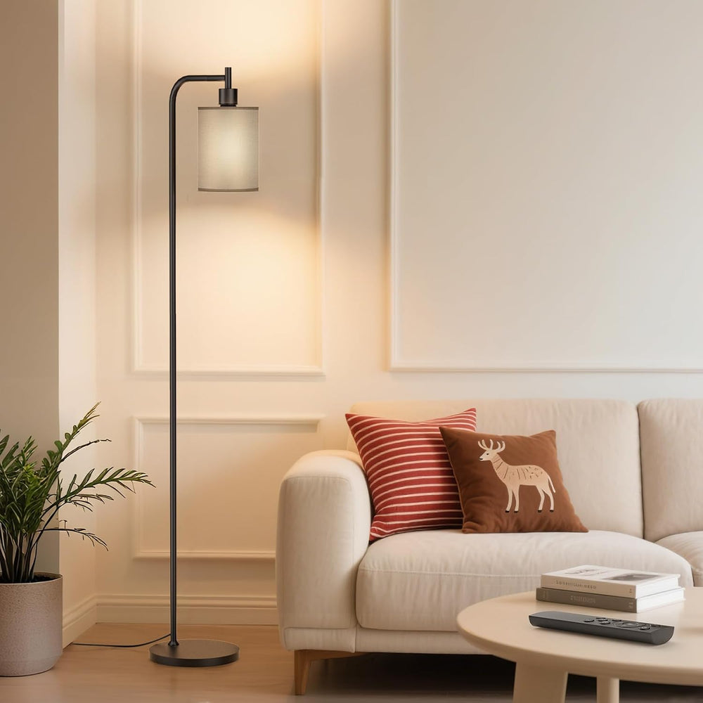 SIBRILLE Floor Lamp with Linen Shade, Dimmable Tall Standing Lamp with Remote...