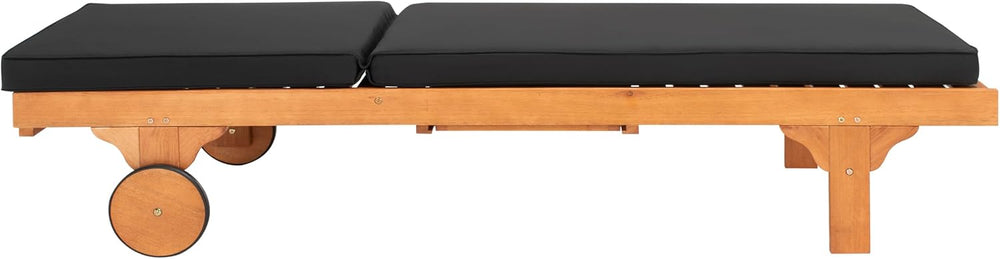SAFAVIEH Outdoor Newport Chaise Lounge Chair, Natural & Black PAT7022X