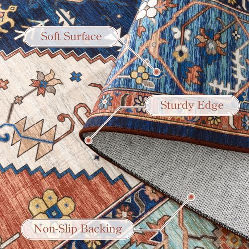 Lahome Area Rugs 9x12 Living Room - Boho Non-Slip Washable Rug Ultra-Thin Sta...