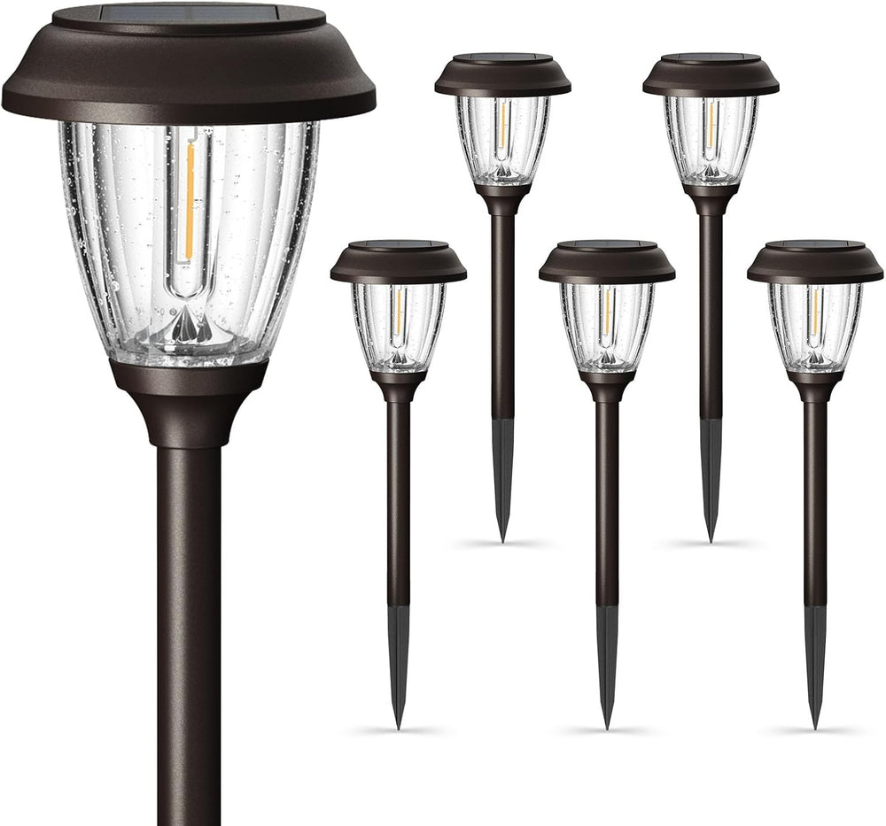 XMCOSY+ Solar Pathway Lights Outdoor, 6 Pack 2-Mode Solar Garden Lights