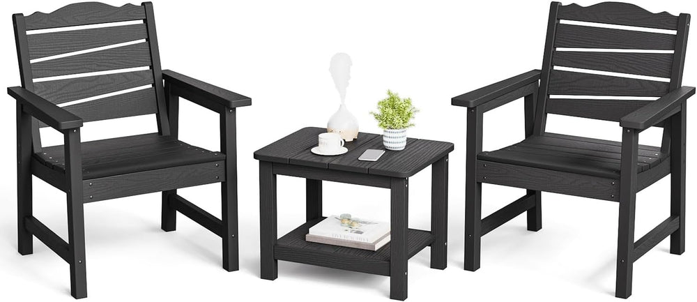 Patio Chairs Set, 3 Pieces Weatherproof HIPS Outdoor Furniture, Patio Chairs ...