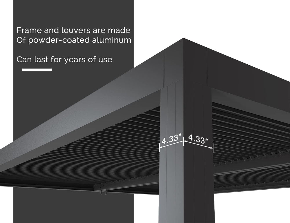 PURPLE LEAF Louvered Pergola 12' x 20' 94AS with Four Adjustable Roof...