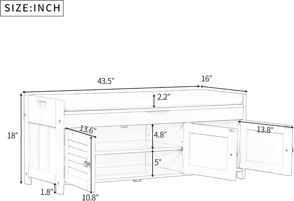 SOFTSEA Upholstered Storage Bench, Entryway Shoe Bench with Removable Cushion...