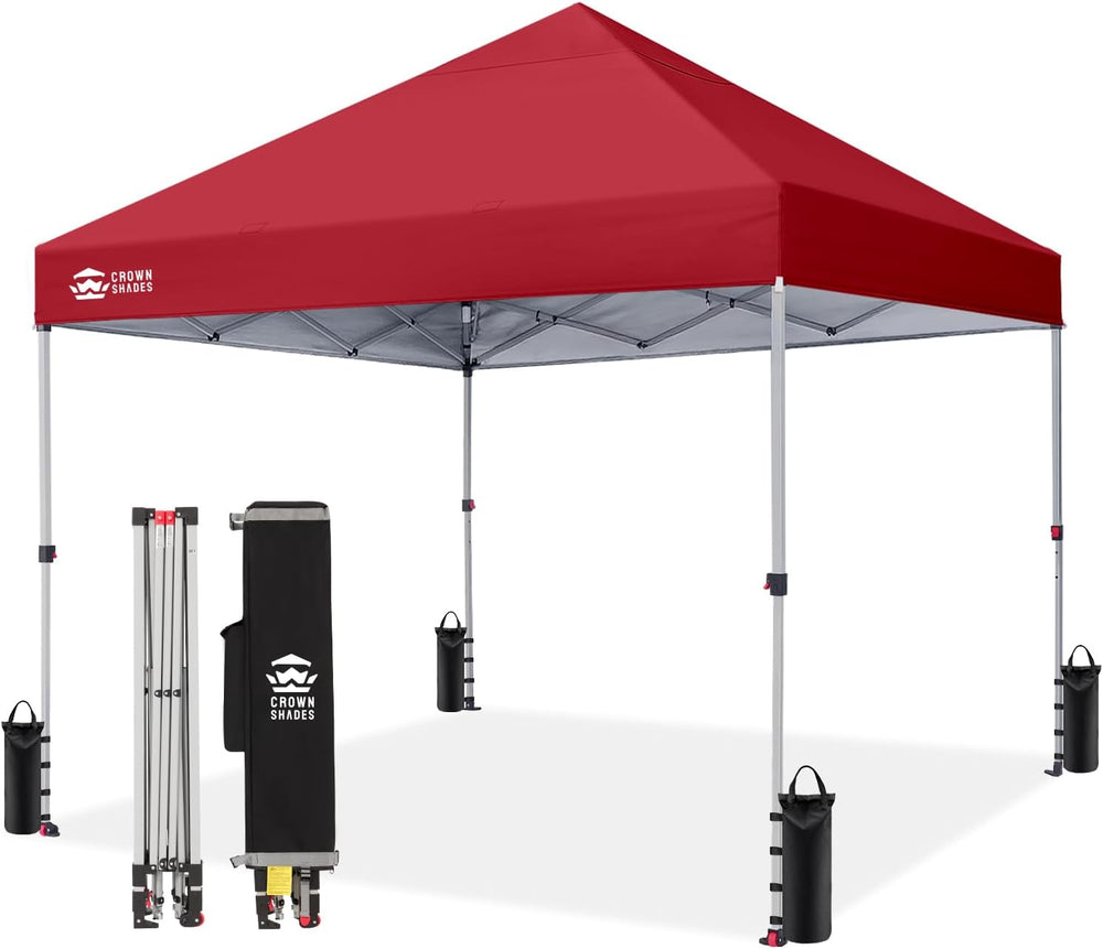 CROWN SHADES 8x8 Pop Up Canopy Tent with One Push Setup, Red