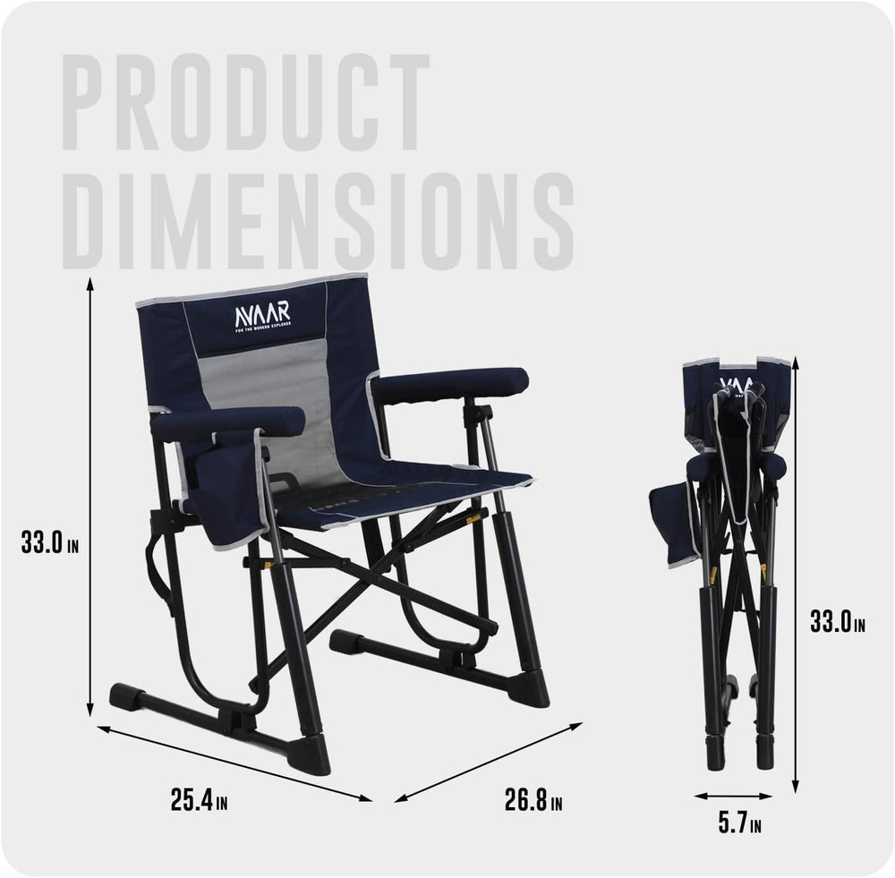 Go-Flow Compact Rocking Camping Chair,Durable Armrests,Drink Holder & Com...