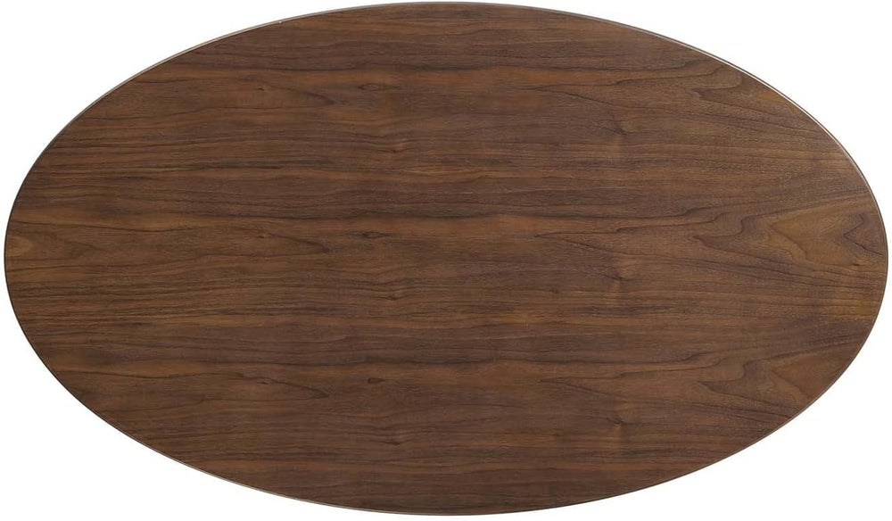Modway Lippa 48" Mid-Century Modern Dining Table with Oval Top in Walnut