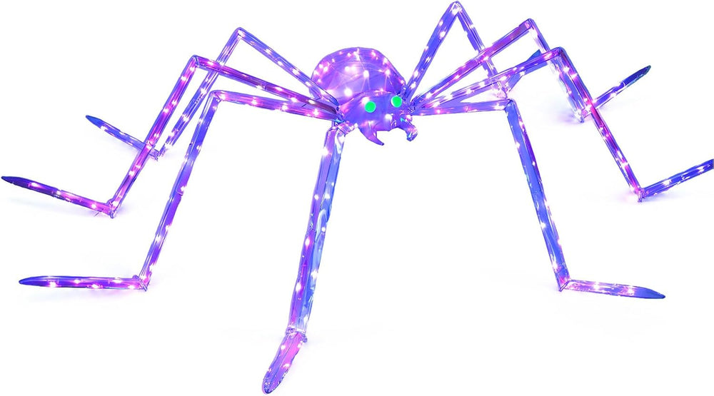 7FT Giant Halloween Spider Decorations Outdoor – Prismatic Iridescent Light-U...