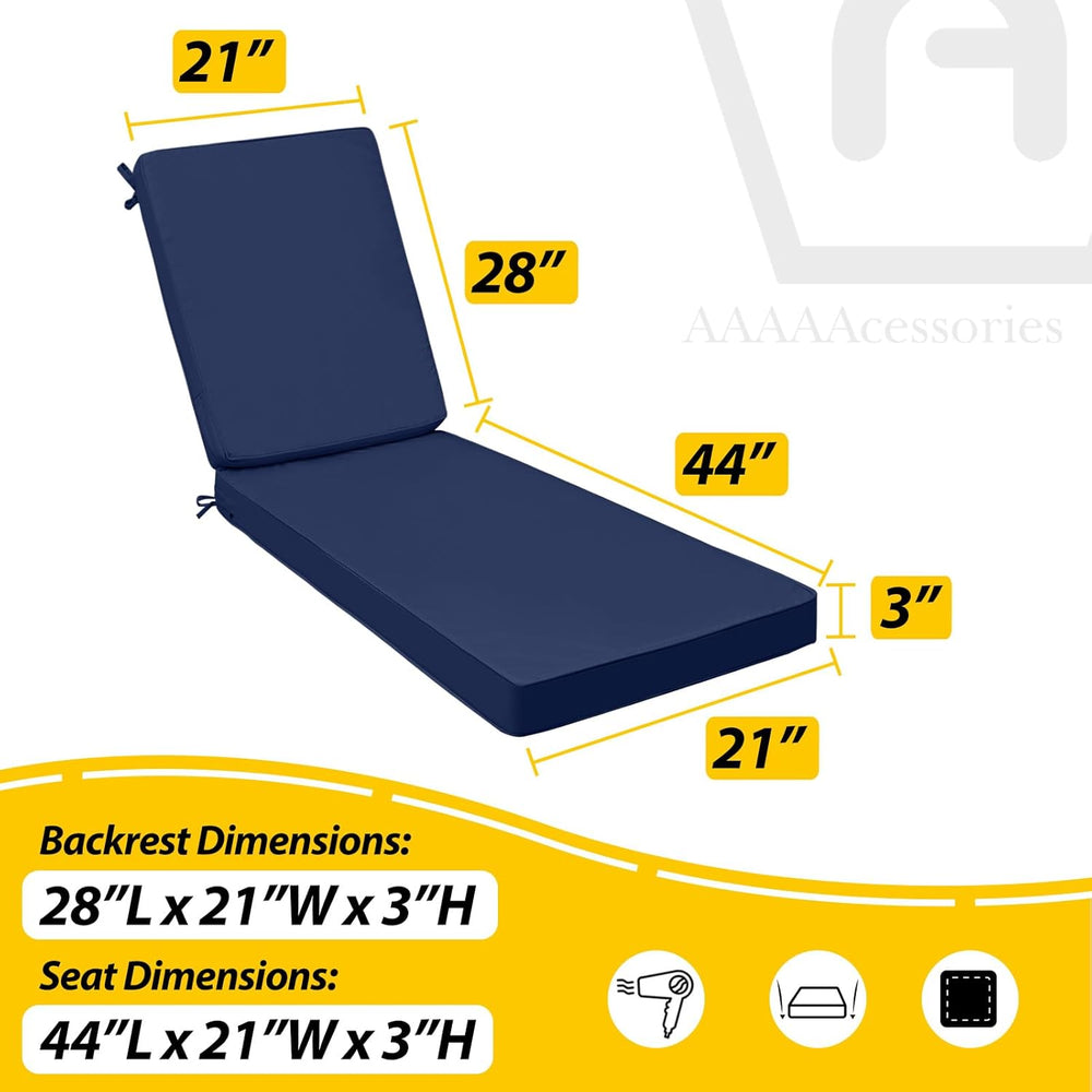 AAAAAcessories Outdoor Chaise Lounge Cushions, 72 x 21 x 3 in, Set of 1