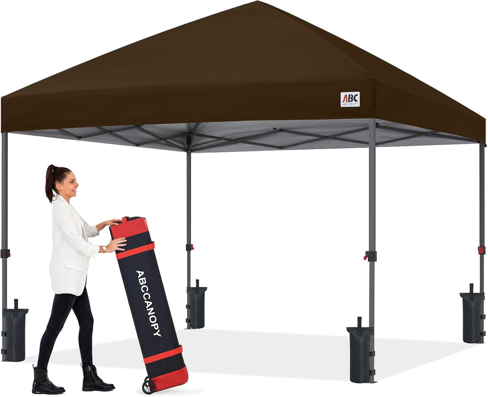 ABCCANOPY 10x10 Pop Up Canopy Tent, Heavy Duty Weather Protection, Brown