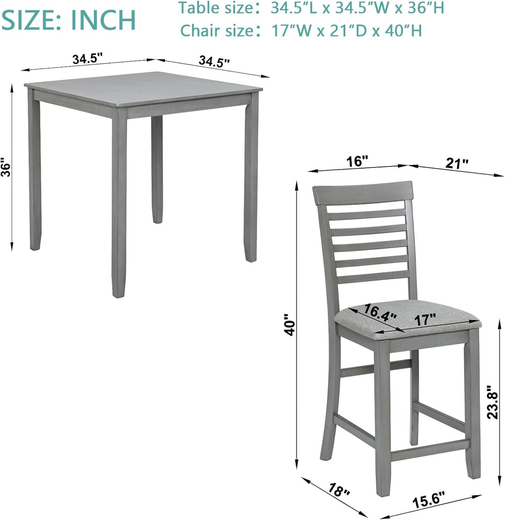LUMISOL 5-Piece Dining Table Set for 4, Farmhouse Counter Height Kitchen Dini...