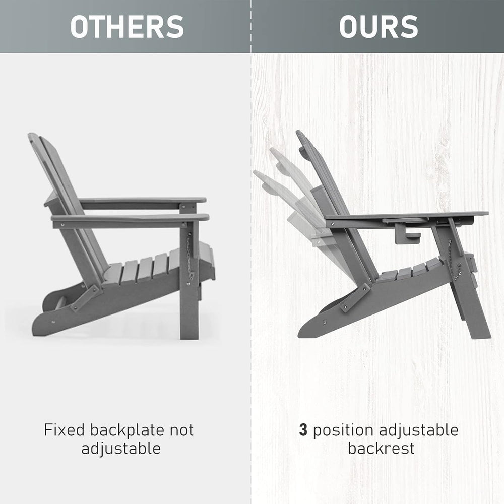 FUNBERRY Oversized Folding Adirondack Chair with Adjustable Backrest 400LBS
