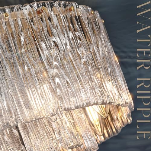 CATINER Modern 24" Crystal Glass Chandelier 10-Light Gold Chandeliers