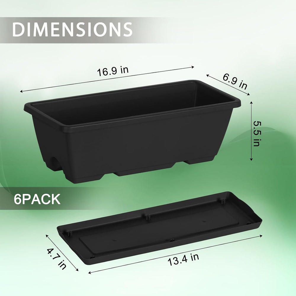 CADUKE 6 PCS Railing Planter Boxes, Black Planter Boxes with Bracket