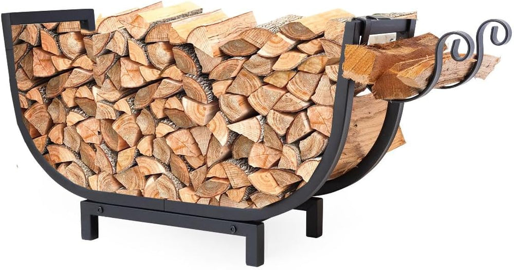 FireProof Pros Firewood Rack Outdoor and Indoor Firewood Storage with Kindlin...