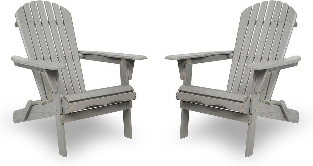 WILLIAMSPACE Adirondack Chairs Set of 2, Solid Wood Outdoor Folding Embossed ...
