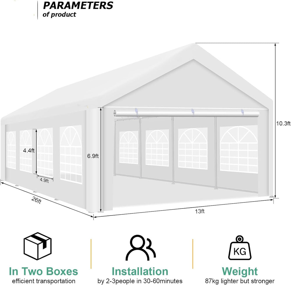 TOOLUCK 13x26 Party Tent Heavy Duty Waterproof(Better Than Galvanized), Outdo...