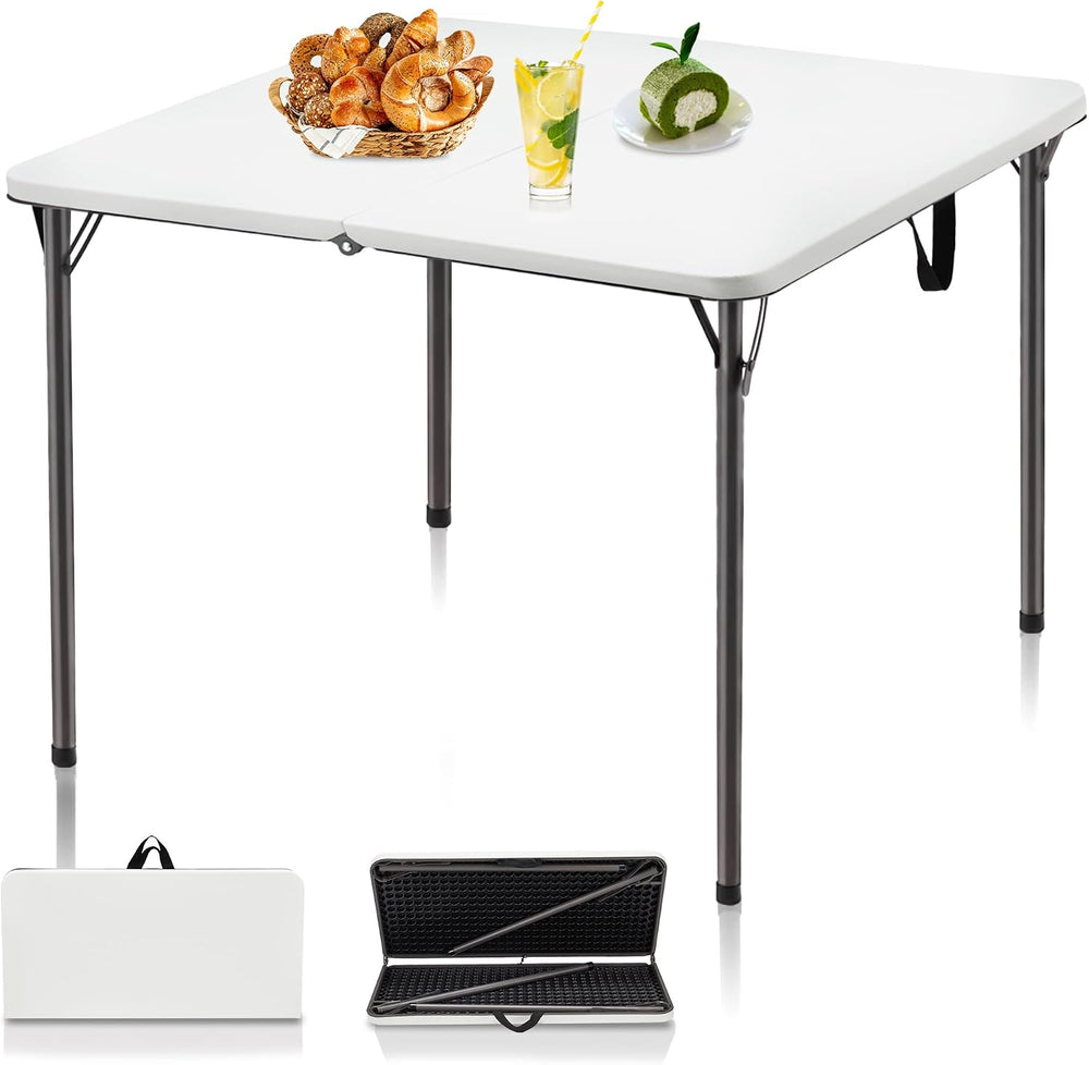 Kasunpul 34" Folding Table, Portable Square Folding Card Table with Coll...