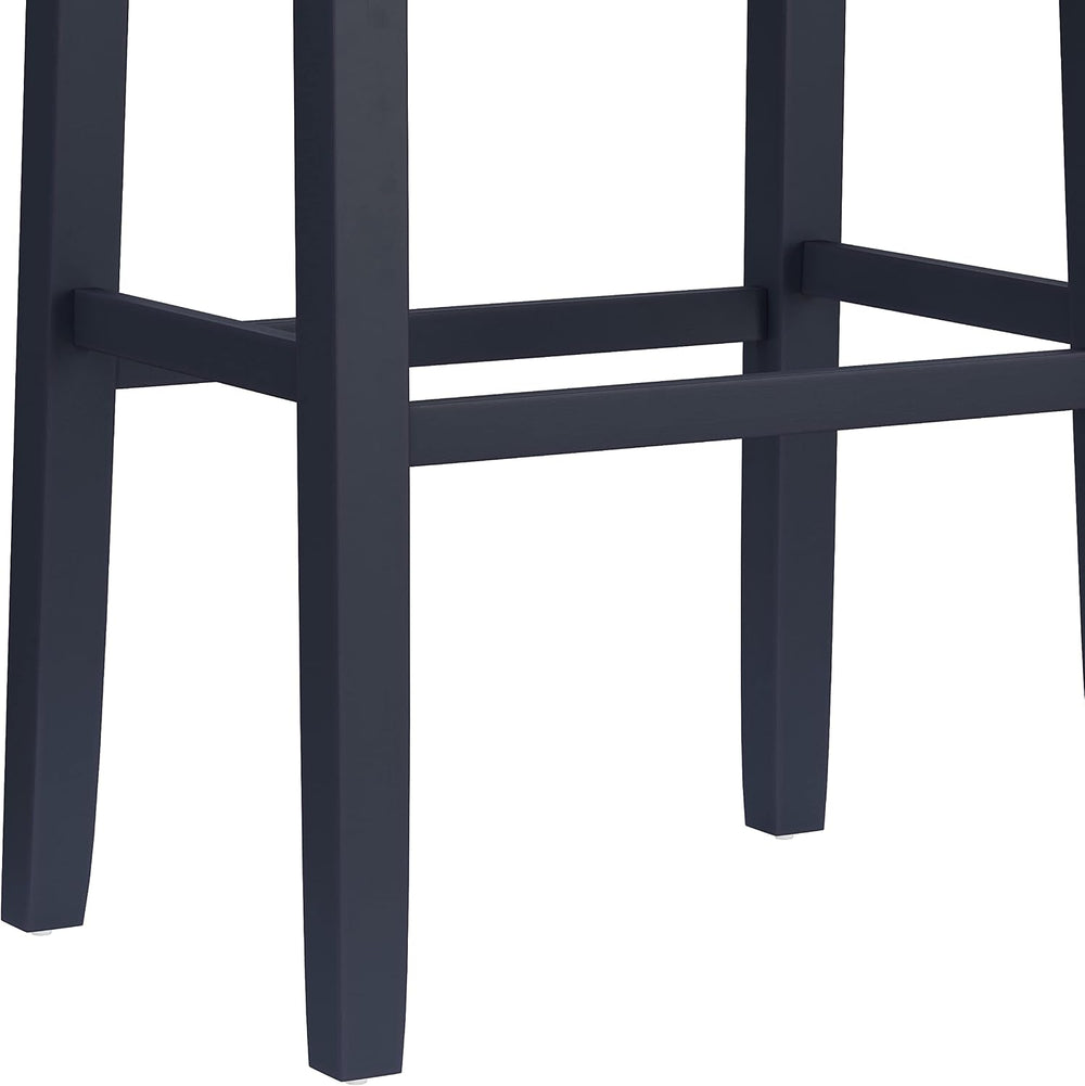 Hillsdale Fiddler Wood Backless Bar Height Stool with Saddle-Style Seat, Navy