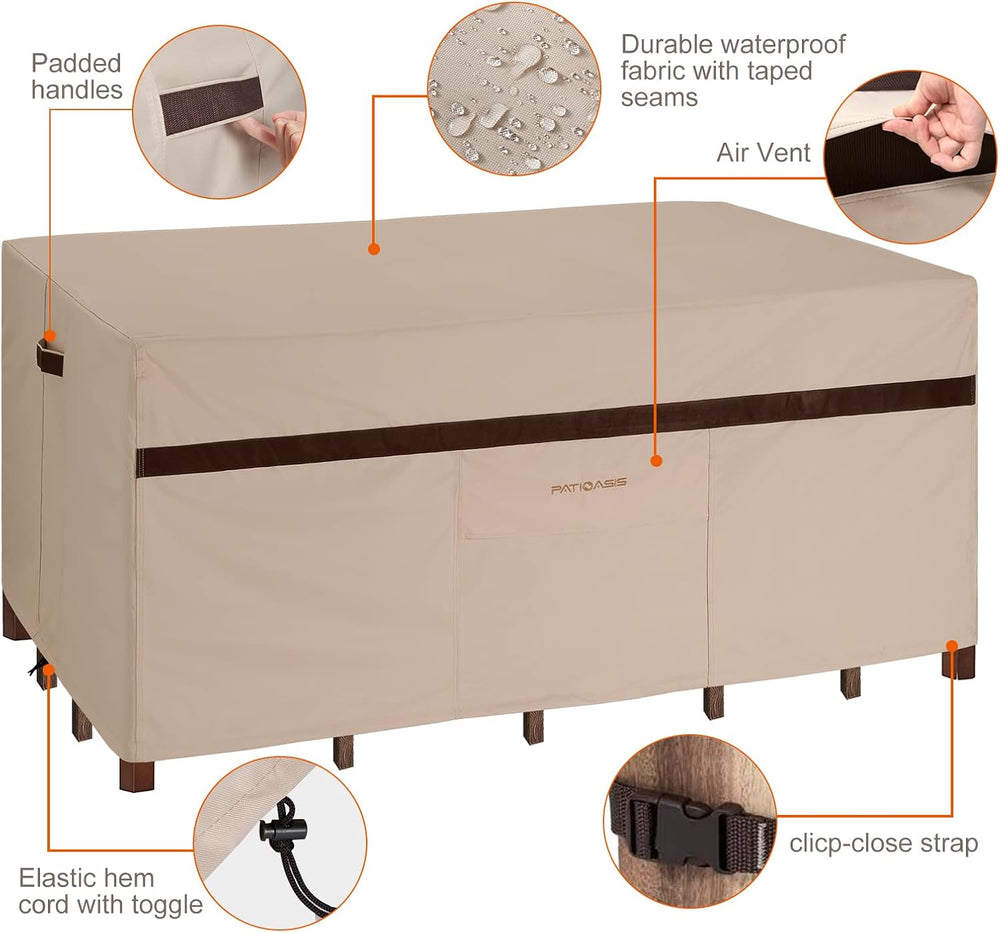 Patio Rectangular Table and Chair Set Cover 109''L Waterproof Outdoor...