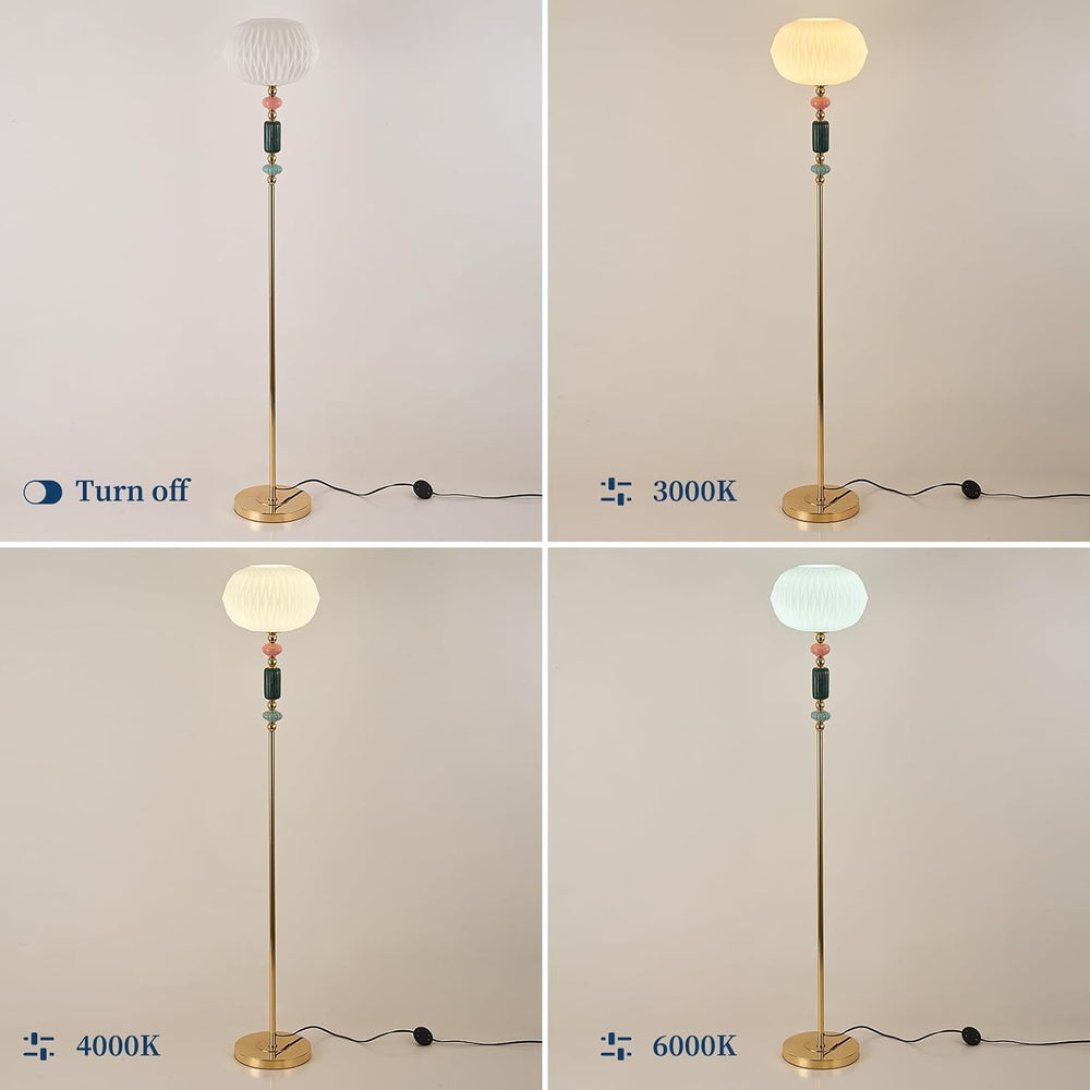 Floor Standing Tall Lamp Milk Glass Floor Lamp with Plug Switch Button for Li...