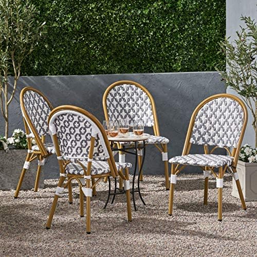 Christopher Knight Home Darcy Outdoor French Bistro Chair (Set of 4), Gray + ...