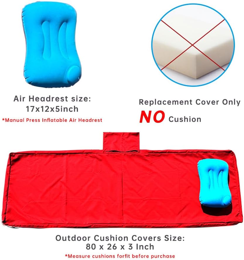 Replacement Covers for Outdoor Chaise Lounge Cushions, 80 x 26 x 3 Inch Patio...
